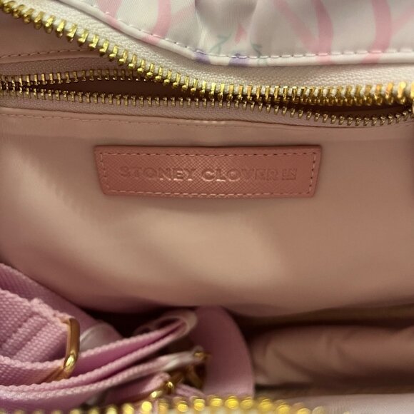 STONEY CLOVER LANE HIGH TEA RUFFLE MINI HEART TOTE SUGAR CUBE WHITE BOWS PINK - Picture 7 of 7